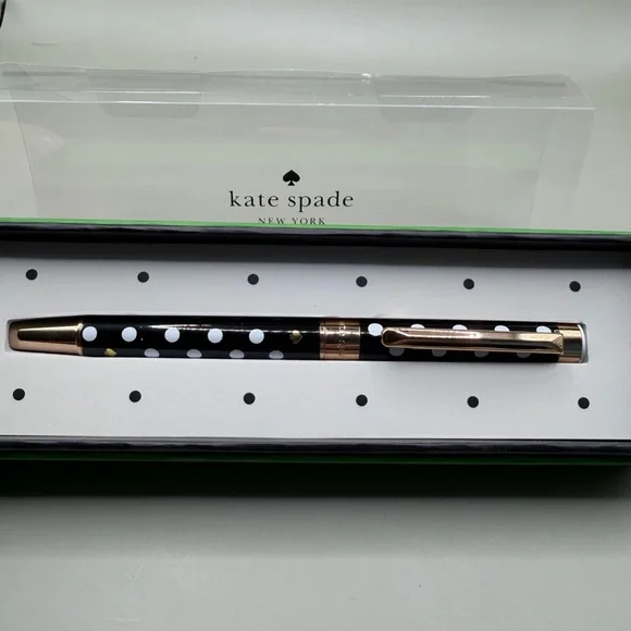 Kate Spade Black with White Polka Dots Ballpoint Pen NEW - Picture 3 of 3